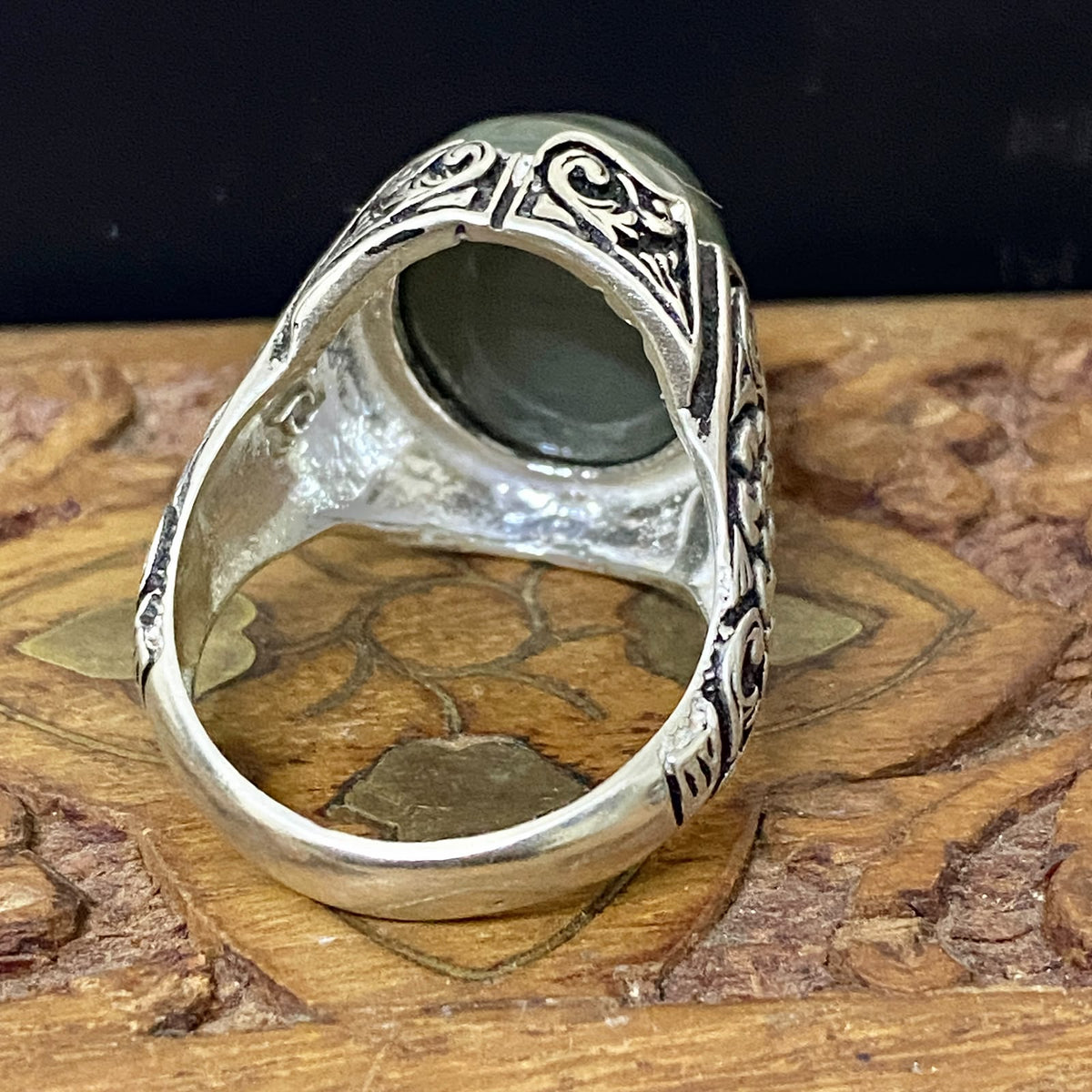 Natural Handcrafted 925 Sterling Silver Mens Ring Genuine Yemeni Baqirani Eye Aqate Gemstone Fine Jewelry Vintage Design