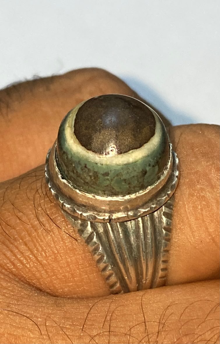 vintage Yemeni Agate Aqeeq Mens Ring 925 Sterling Silver Natural middle eastern jewelry