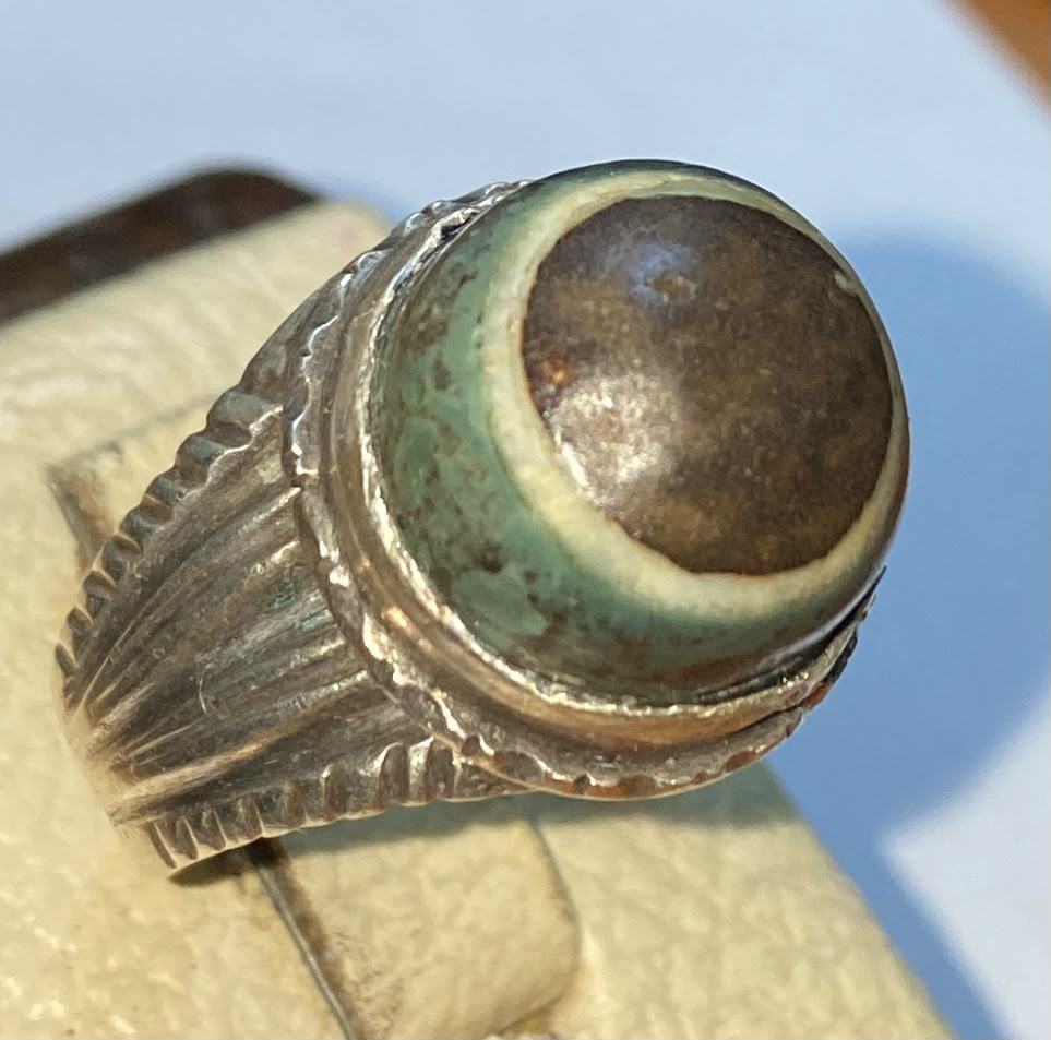 vintage Yemeni Agate Aqeeq Mens Ring 925 Sterling Silver Natural middle eastern jewelry