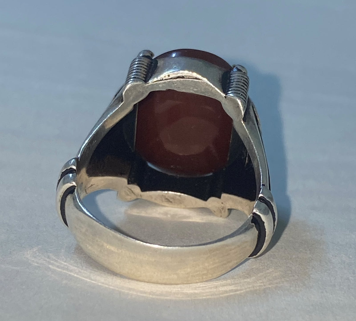 925 sterling silver mens ring natural yemen kepdy agate aqeeq عقيق كبدي يماني