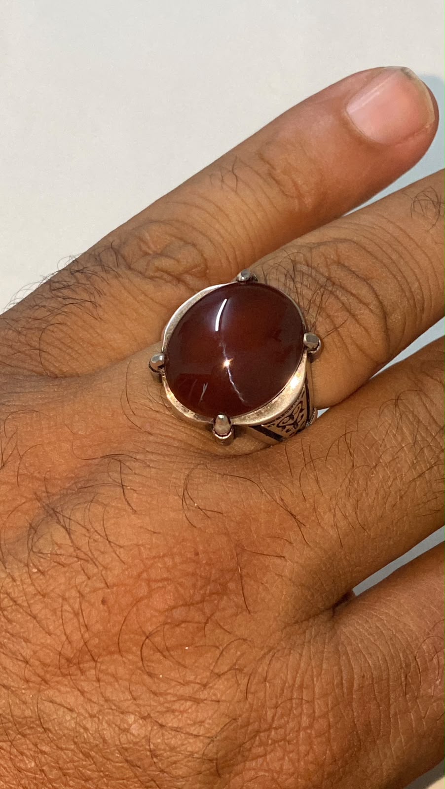 925 sterling silver mens ring natural yemen kepdy agate aqeeq عقيق كبدي يماني