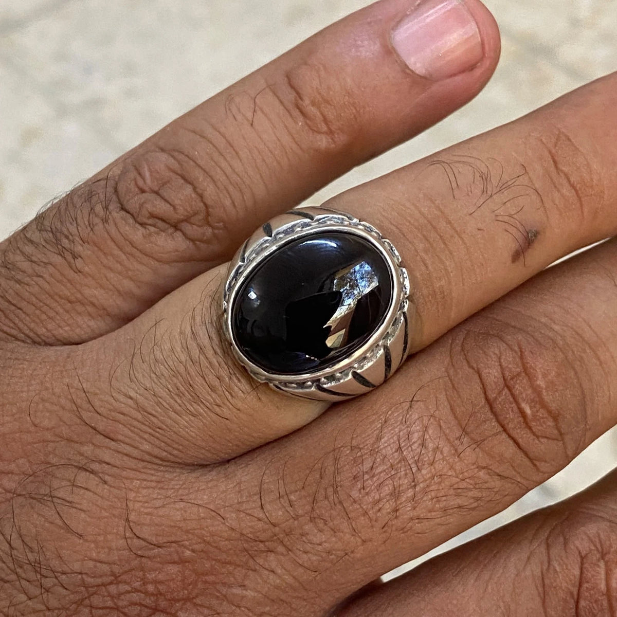 Genuine Yemeni Kapidy Liver Red Agate Mens Ring 925 Sterling Silver عقيق كبدي