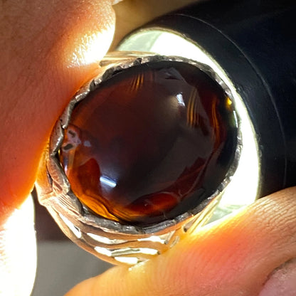 Authentic Yemeni Kapidy Black Agate Mens Ring | Genuine Aqeeq 925 Sterling Silver Handcrafted Vintage Middle Eastern Fine Jewelry