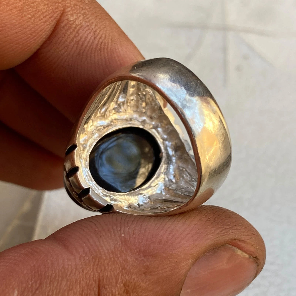 Genuine Yemeni Kapidy Liver Red Agate Mens Ring 925 Sterling Silver عقيق كبدي