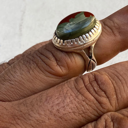 Natural Yemeni Blood Red Agate Mens Ring | 925 Sterling Silver Gemstone