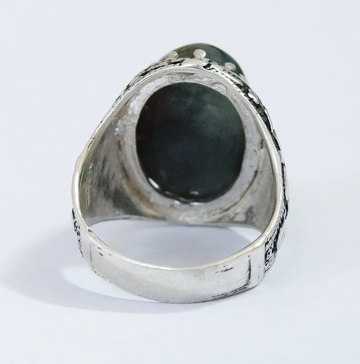 925 Sterling Silver Mens Ring Natural Yemeni Bovine Eye Agate Jaza jewelry