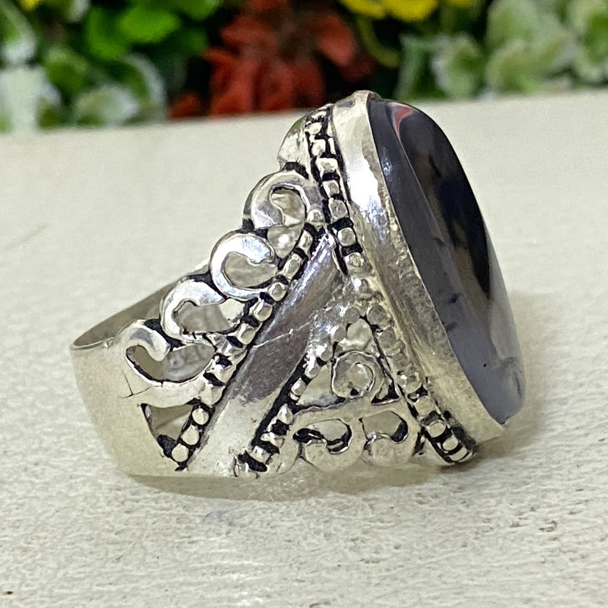 wow sterling silver 925 mens ring yemen picture agate aqeeq عقيق مصور يماني نادر