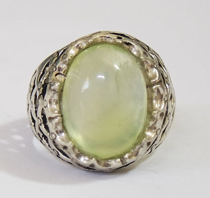 925 Sterling Silver Ring Natural CLEAR Prehnite Gemstone Handcrafted jewelry