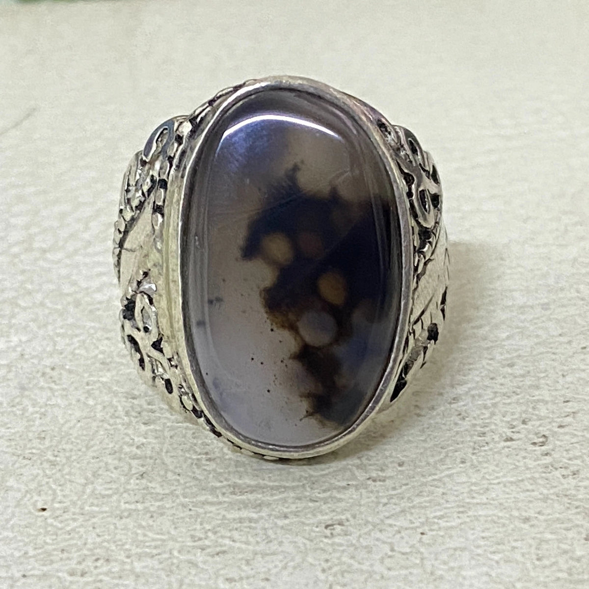 wow sterling silver 925 mens ring yemen picture agate aqeeq عقيق مصور يماني نادر