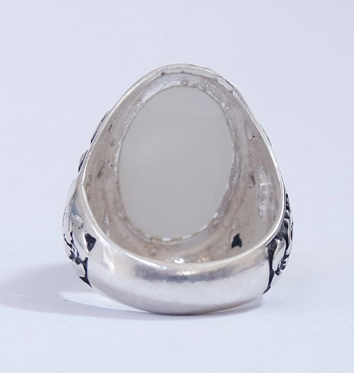 Natural Yemeni Moonstone Gemstone 925 Sterling Silver Men's Ring