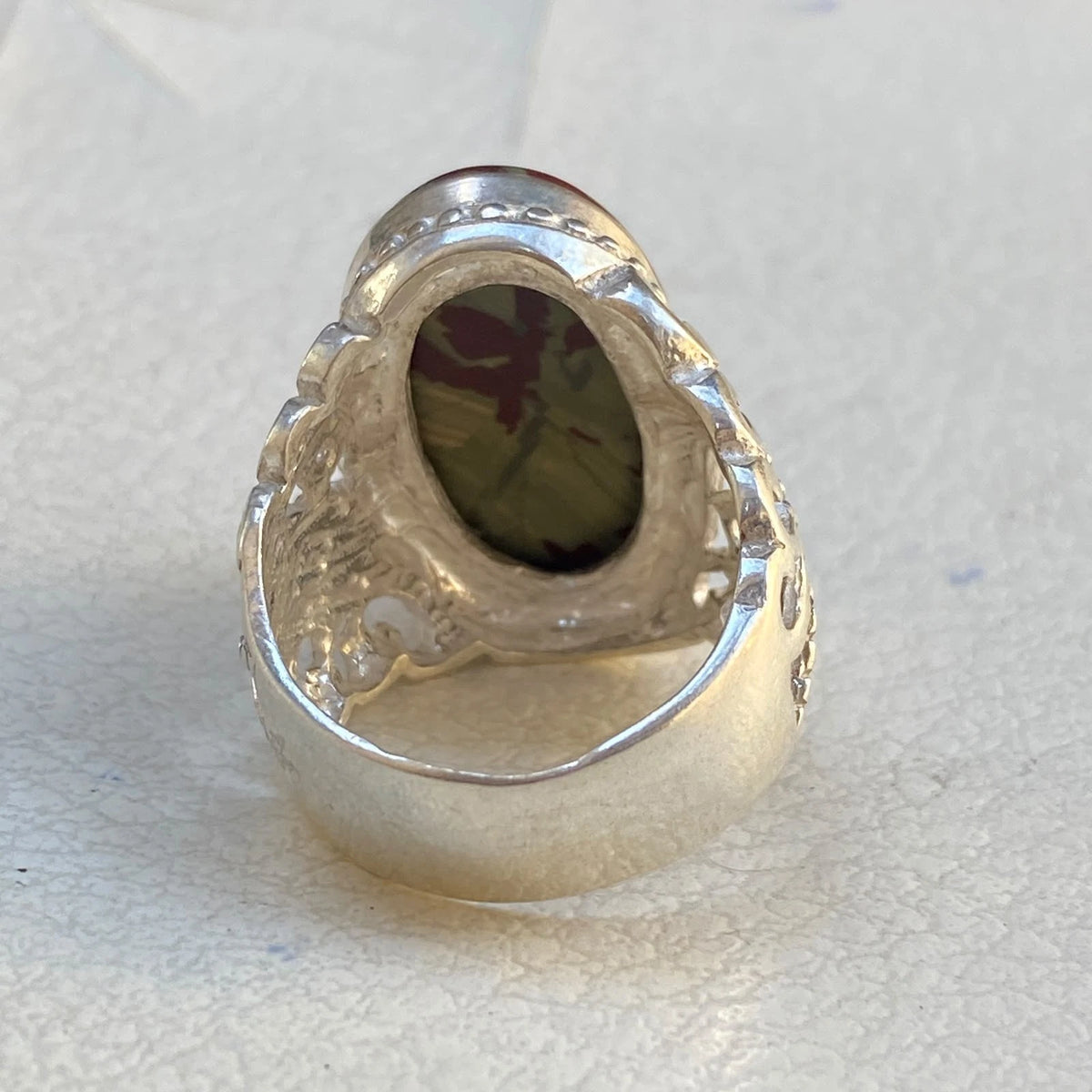 Big Stone Natural Yemeni Blood Red Agate Mens Ring 925 Sterling Silver