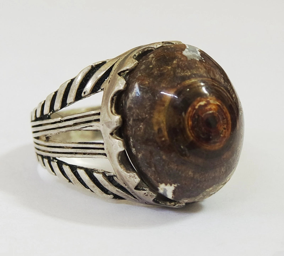 925 Sterling Silver Mens Ring Natural Yemeni Eye Agate Aqeeq dawoudi عقيق داودي