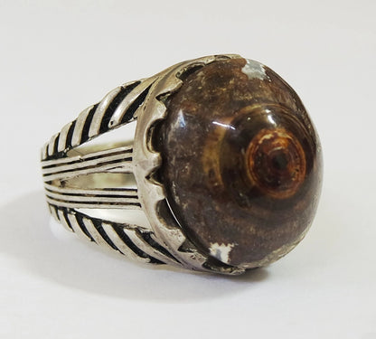 925 Sterling Silver Mens Ring Natural Yemeni Eye Agate Aqeeq dawoudi عقيق داودي