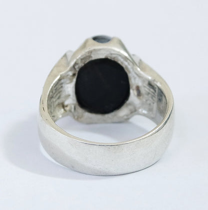 Natural Yemeni Bovine Bull Eye Agate Mens Ring | 925 Sterling Silver (Size 10 US)