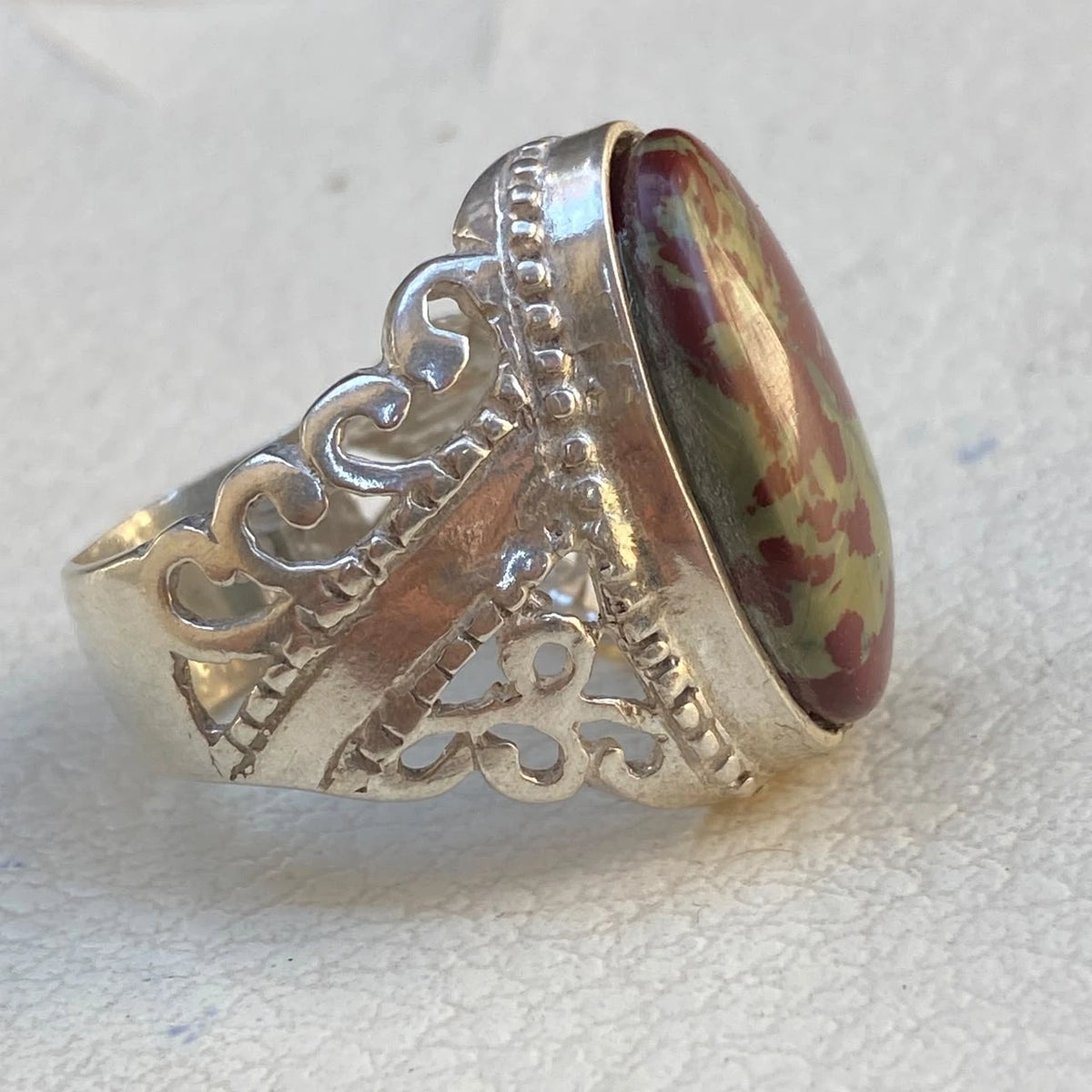 Big Stone Natural Yemeni Blood Red Agate Mens Ring 925 Sterling Silver