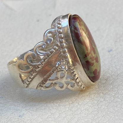 Big Stone Natural Yemeni Blood Red Agate Mens Ring 925 Sterling Silver