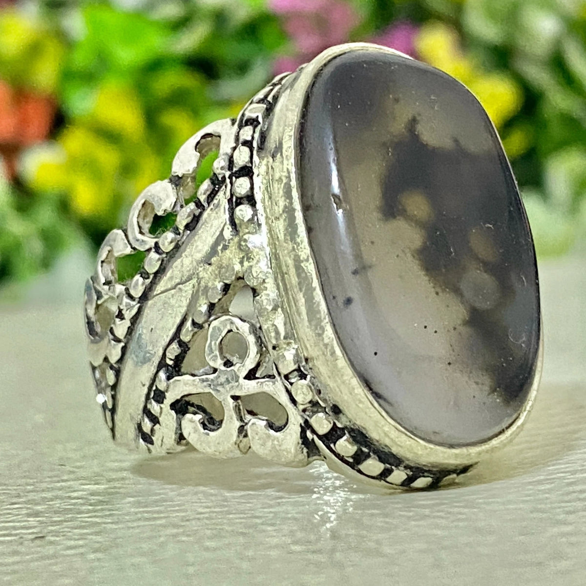wow sterling silver 925 mens ring yemen picture agate aqeeq عقيق مصور يماني نادر
