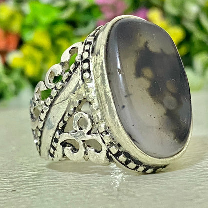 wow sterling silver 925 mens ring yemen picture agate aqeeq عقيق مصور يماني نادر