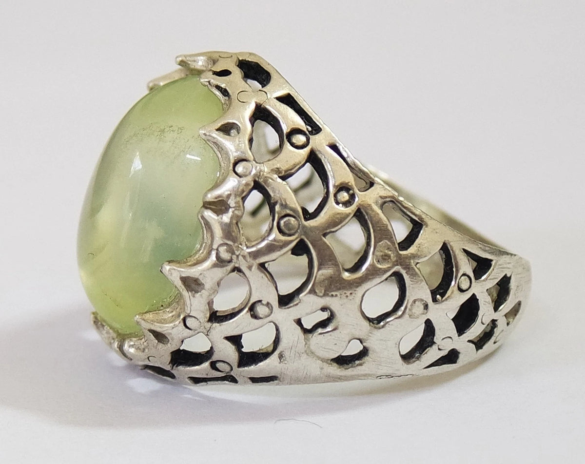 925 Sterling Silver Ring Natural CLEAR Prehnite Gemstone Handcrafted jewelry