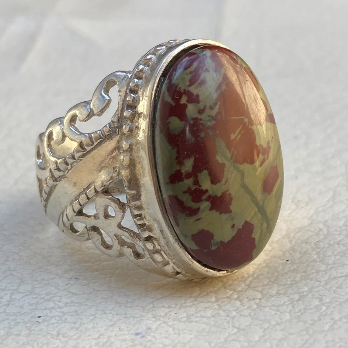 Big Stone Natural Yemeni Blood Red Agate Mens Ring 925 Sterling Silver
