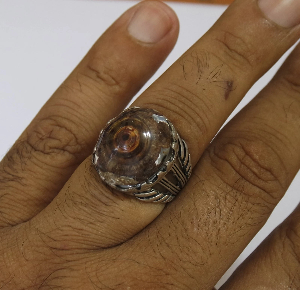 925 Sterling Silver Mens Ring Natural Yemeni Eye Agate Aqeeq dawoudi عقيق داودي