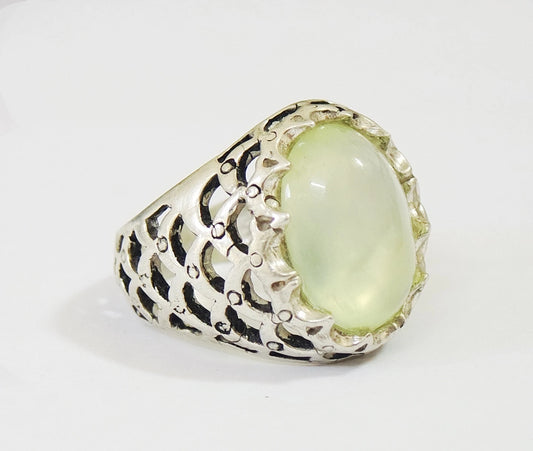 925 Sterling Silver Ring Natural CLEAR Prehnite Gemstone Handcrafted jewelry