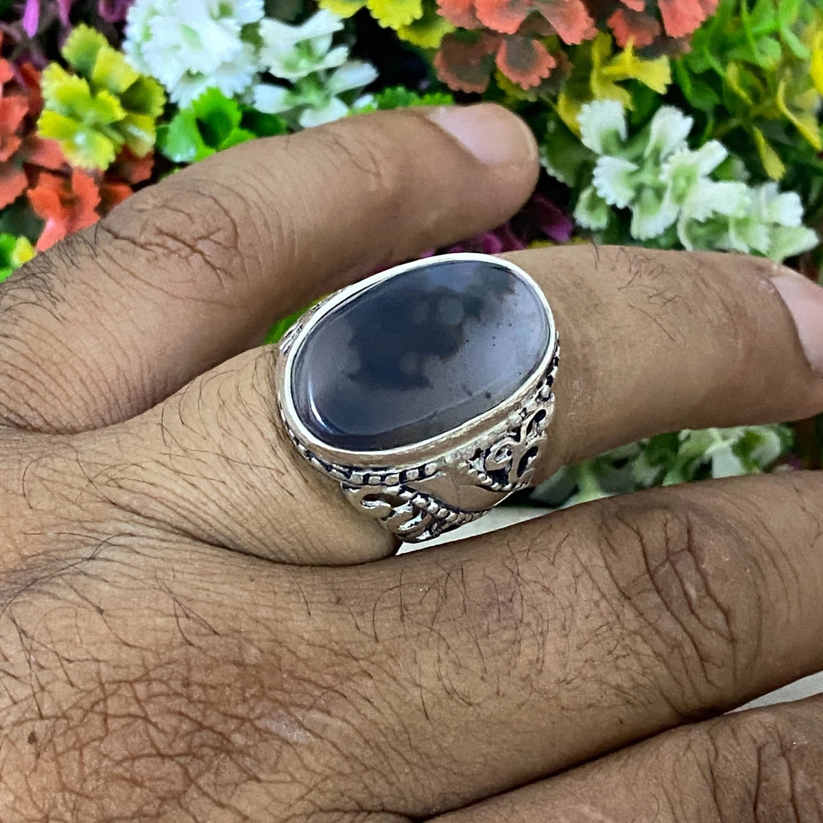 wow sterling silver 925 mens ring yemen picture agate aqeeq عقيق مصور يماني نادر