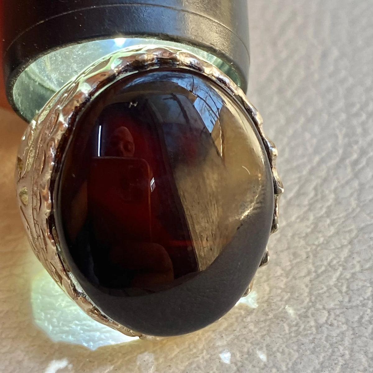 Genuine Yemeni Shefat Abed Black Agate Mens Ring | 925 Sterling Silver shefat abeed