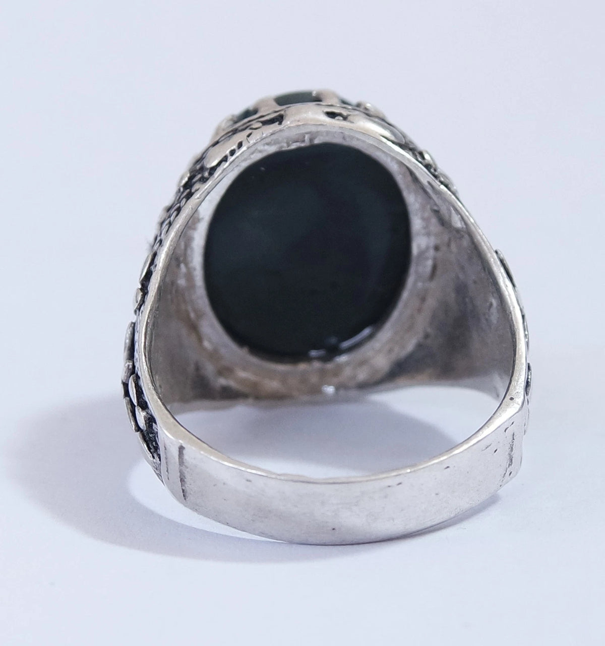 Handmade 925 Sterling Silver Mens Ring Natural Yemeni Eye Agate Baqarani Aqeeq