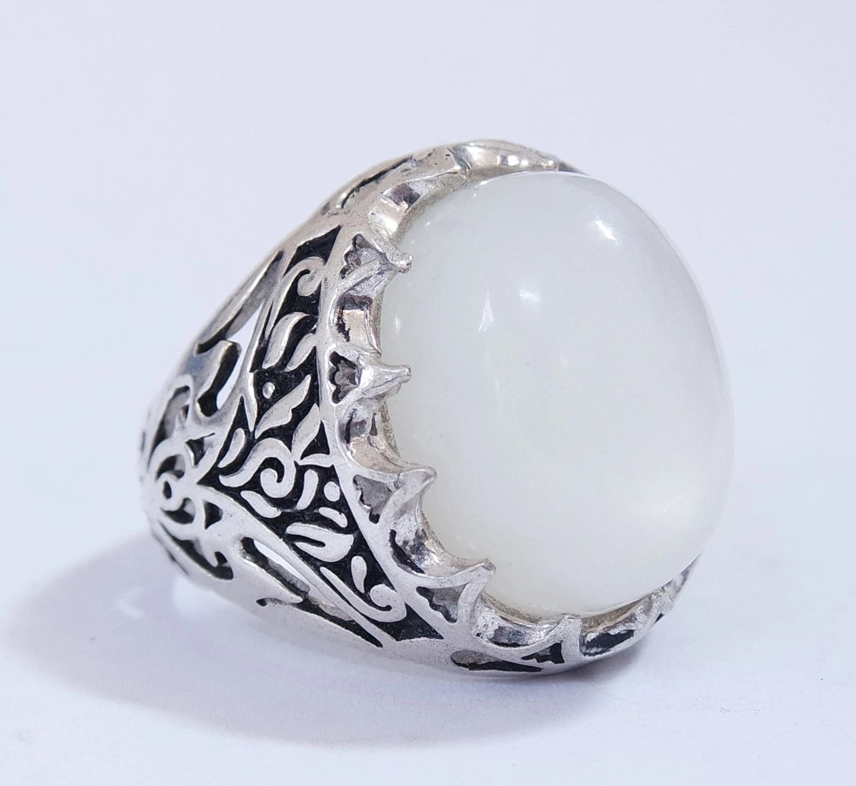 Natural Yemeni Moonstone 925 Sterling Silver Men's Ring Handcrafted Sizes 5-16